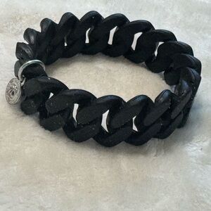 Marc By Marc Jacobs Black Chunky Chain Bracelet with Silver Charm